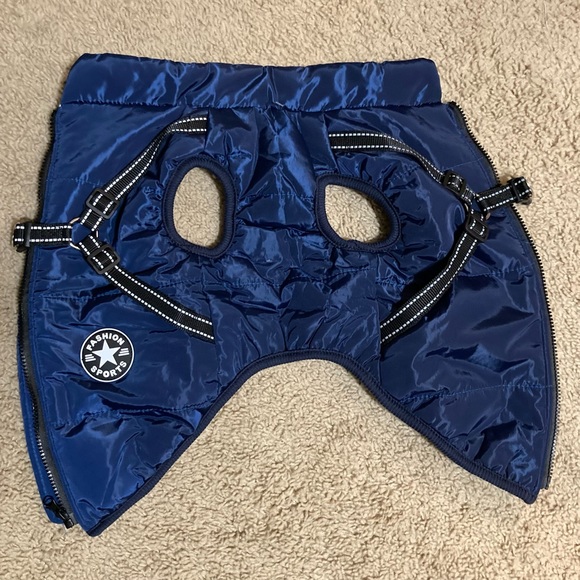 PawRoll dog puffer vest jacket, Large blue water resistant harness lined - Picture 9 of 13